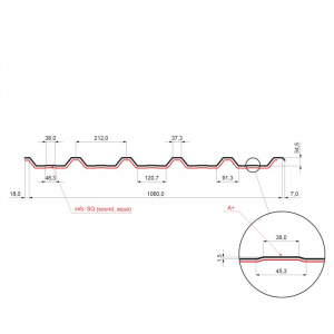 Trapéz strešný s prelisom TR 35A+ SQ (sound – aqua)