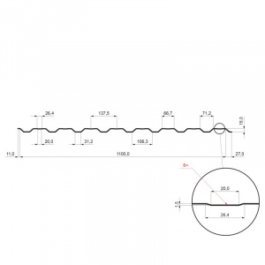 Trapéz fasádny s prelisom TR 18B+