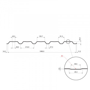 Trapéz fasádny s prelisom TR 35B+