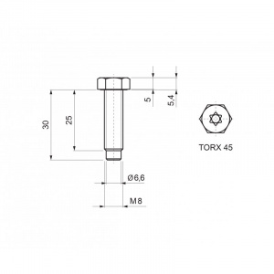 Nerezová skrutka s PVC podložkou M8 x 30