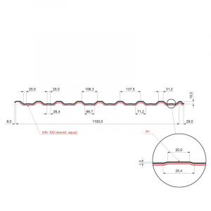 Trapéz strešný s prelisom TR 18A+ SQ (sound – aqua)