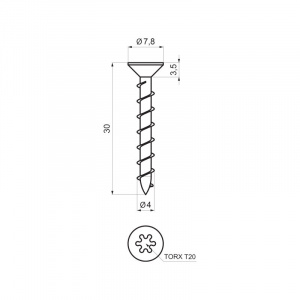 Pozinkovaná skrutka do príponky s torx hlavou